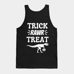 Trick Rawr Treat Halloween Dinosaur Bones Tank Top